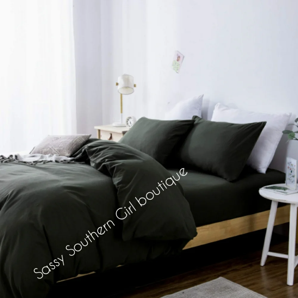 🆕⭐Boho army green cotton duvet cover set